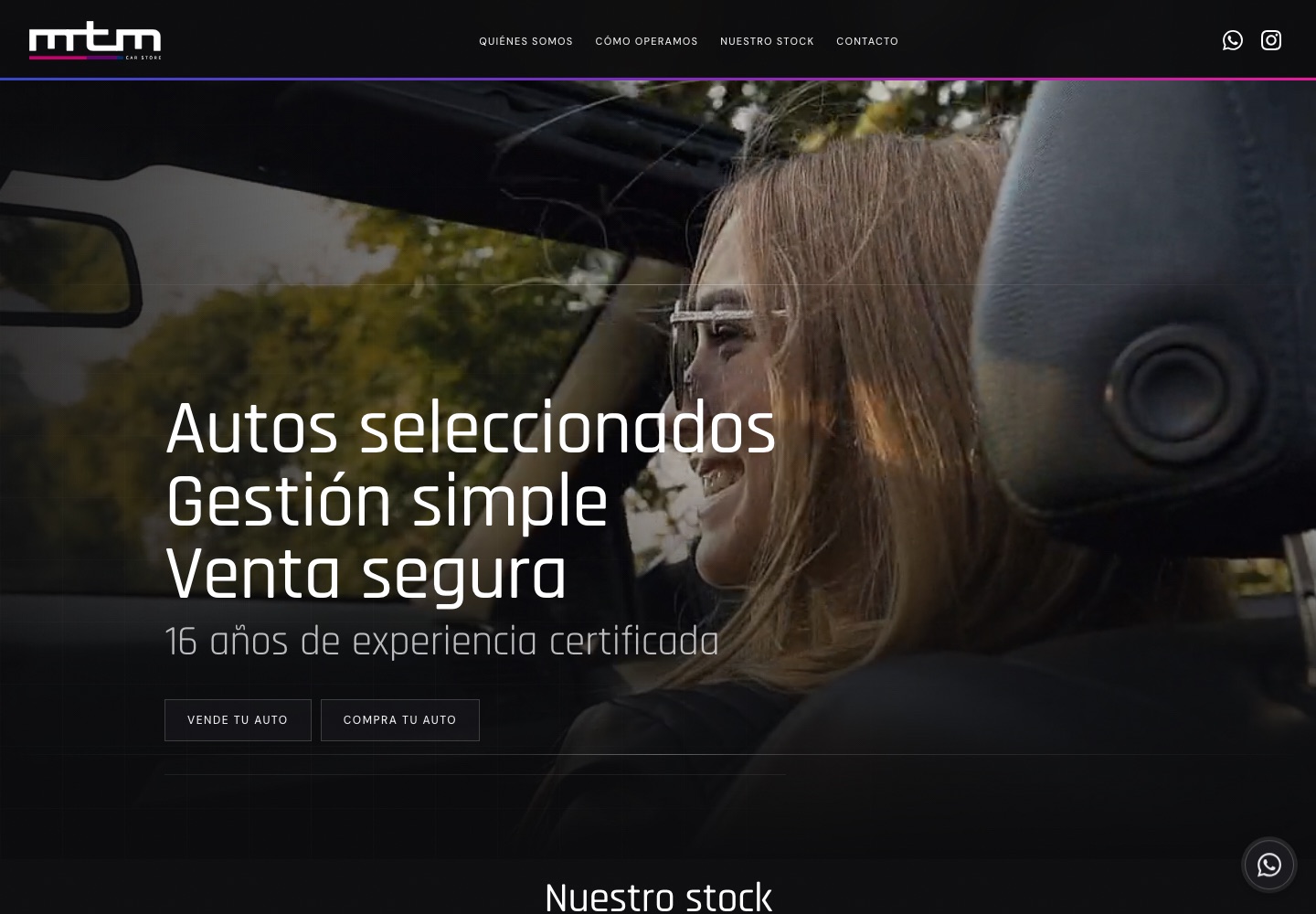 Portada del sitio de MTM Car Store
